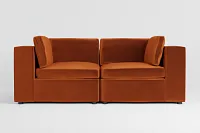 Destin Joya Orange Velvet 2-piece Modular Sofa