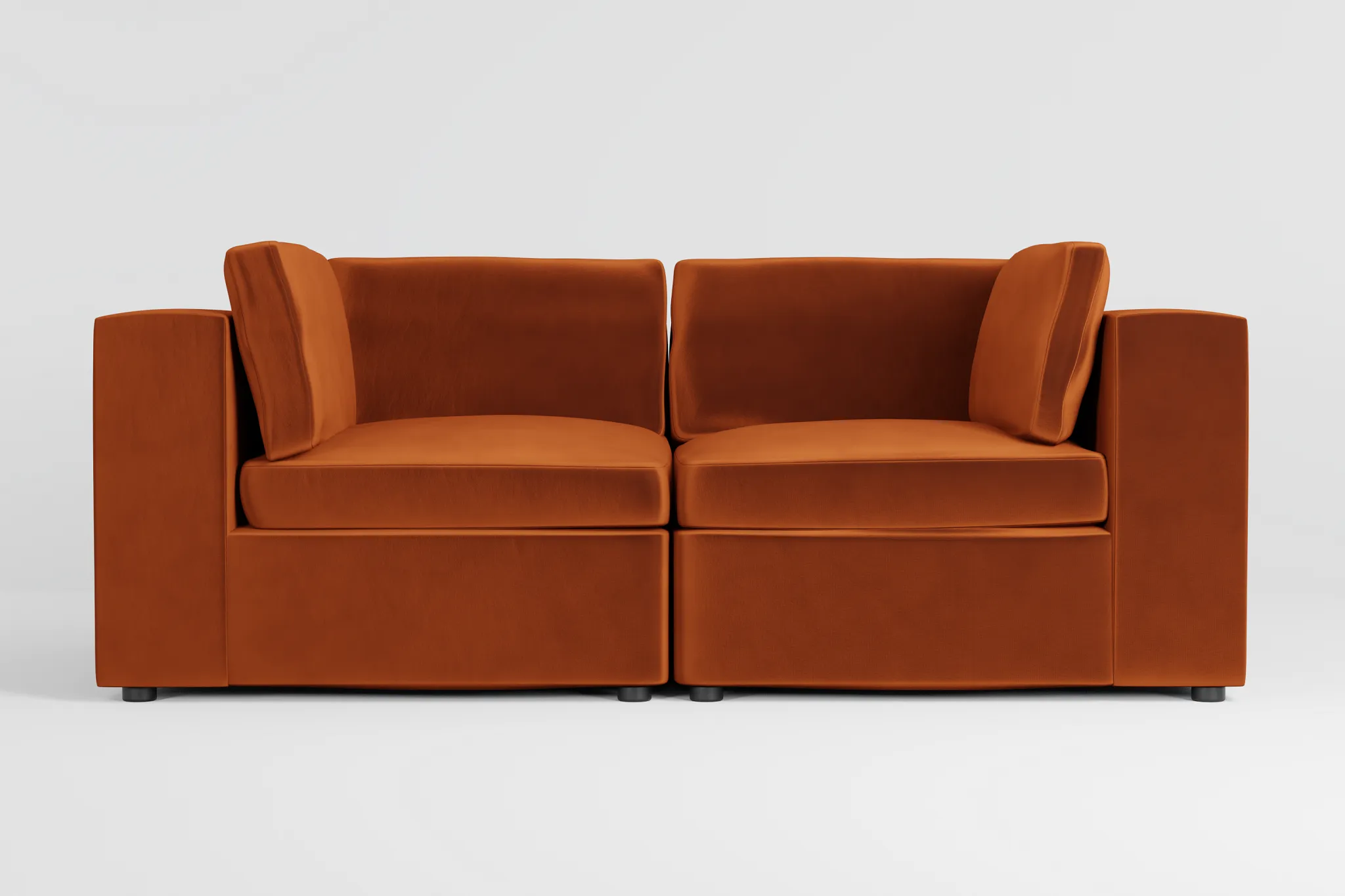 Destin Joya Orange Velvet 2-piece Modular Sofa