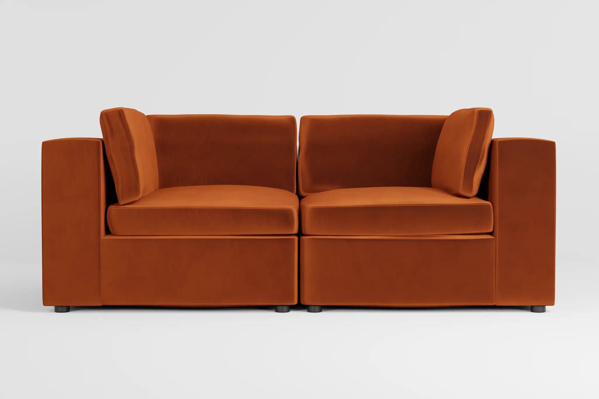 Destin Joya Orange Velvet 2-piece Modular Sofa Destin Joya Orange Velvet 2-piece Modular Sofa