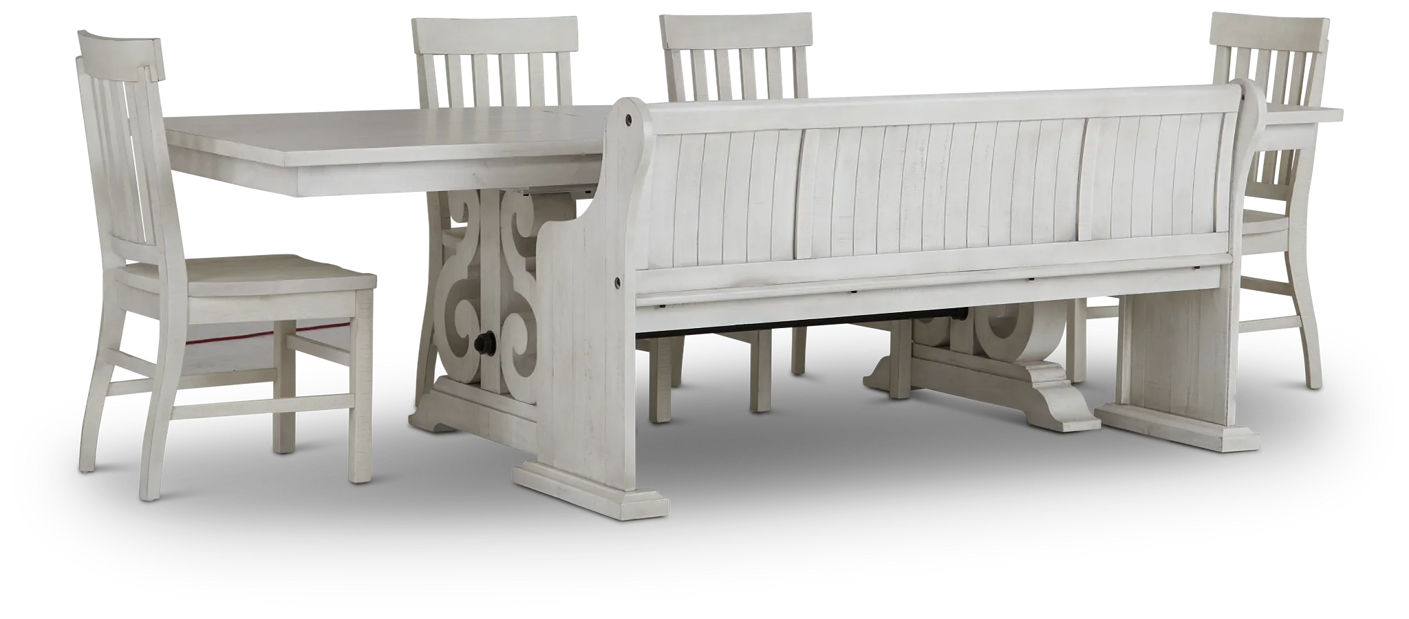 Sonoma Ivory Trestle Table, 4 Chairs & Bench