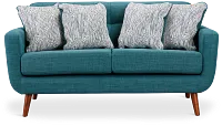 Raya Dark Teal Fabric Loveseat