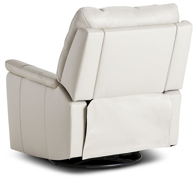 Owen Light Gray Leather Swivel Glider Recliner