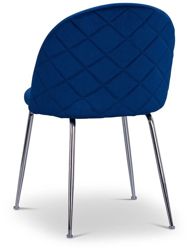 Capri Dark Blue Velvet Upholstered Side Chair W/ Chrome Legs