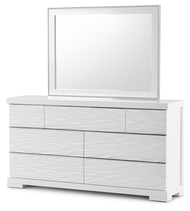 Ocean Drive White Dresser & Mirror