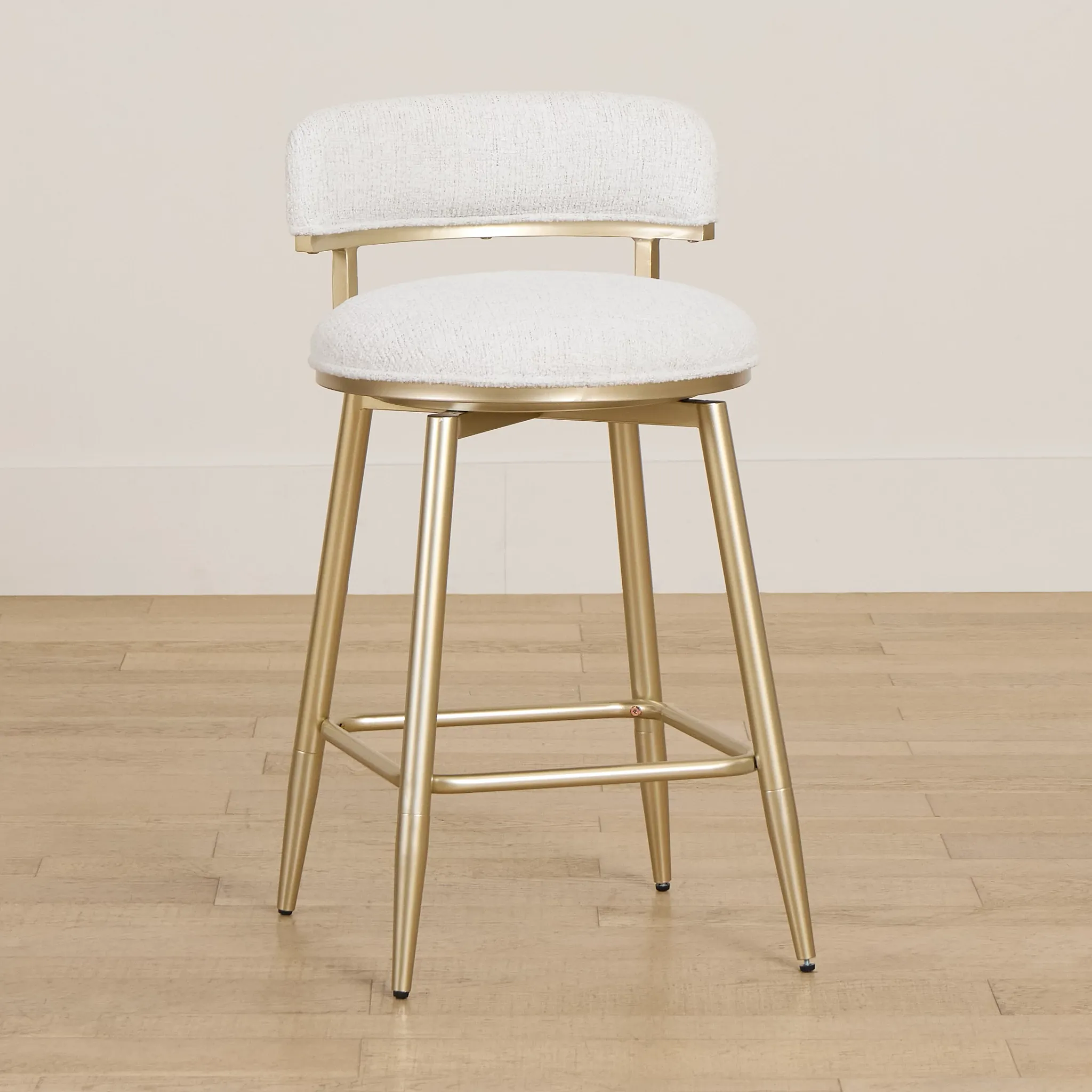 Lex Ivory Fabric Adjustable Upholstered Swivel Barstool