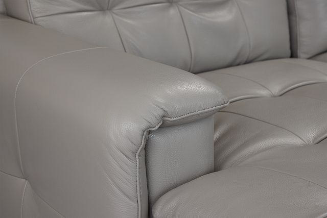 Rowan Gray Leather U-shaped Sectional W/ Right Bumper