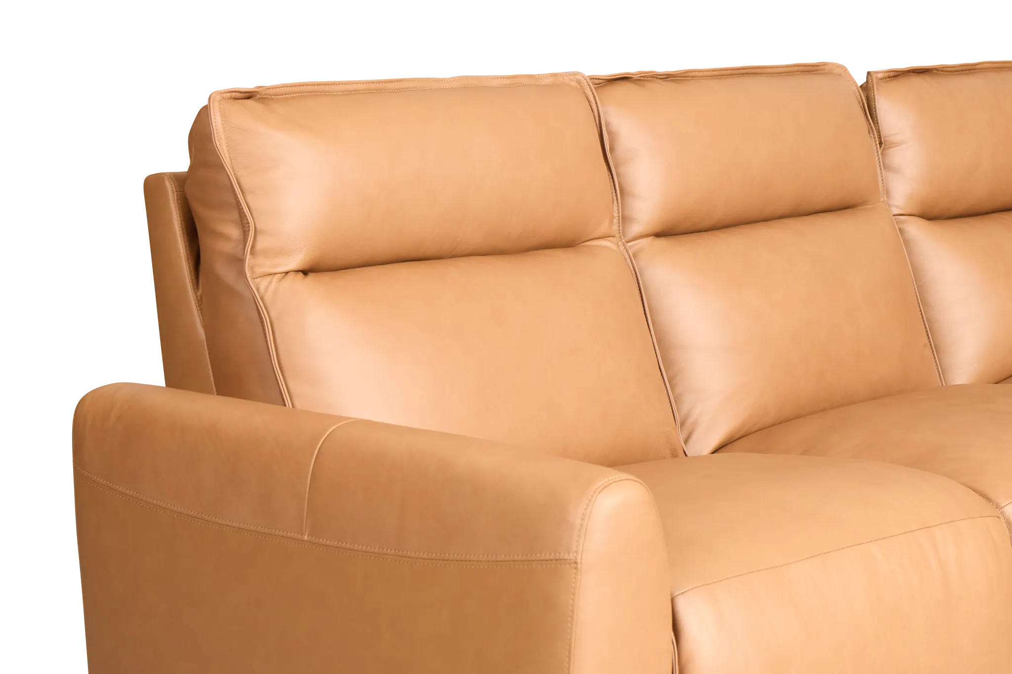 Edison Medium Brown Leather/Vinyl Small Triple Power Reclining Two-arm Sectional