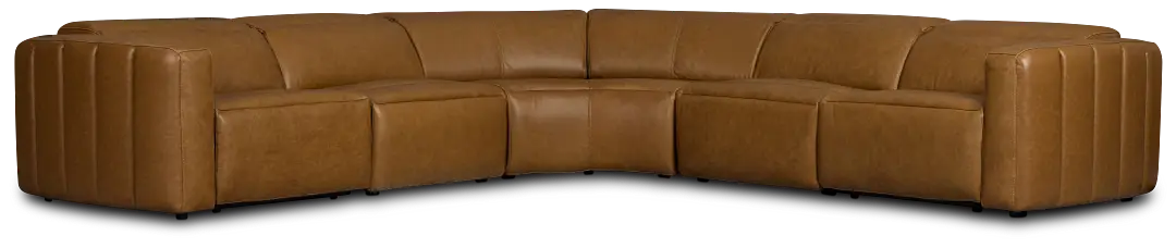 Jace Medium Brown Lthr/vinyl Small Dual Power Reclining Two-arm Sectional Jace Medium Brown Lthr/vinyl Small Dual Power Reclining Two-arm Sectional
