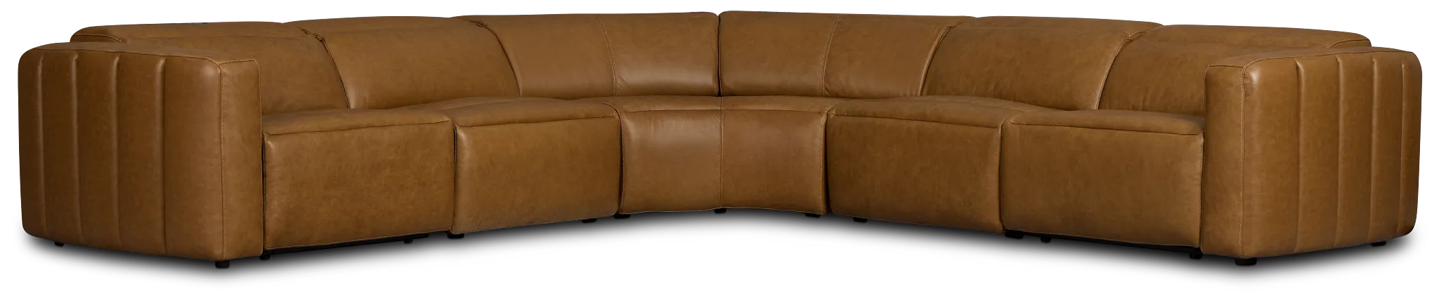 Jace Medium Brown Lthr/vinyl Small Dual Power Reclining Two-arm Sectional