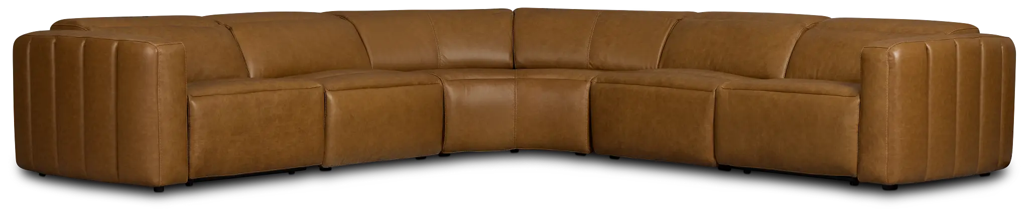 Jace Medium Brown Lthr/vinyl Small Dual Power Reclining Two-arm Sectional Jace Medium Brown Lthr/vinyl Small Dual Power Reclining Two-arm Sectional