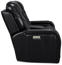 Eclipse Black Lthr/vinyl Power Reclining Console Loveseat W/ Massage