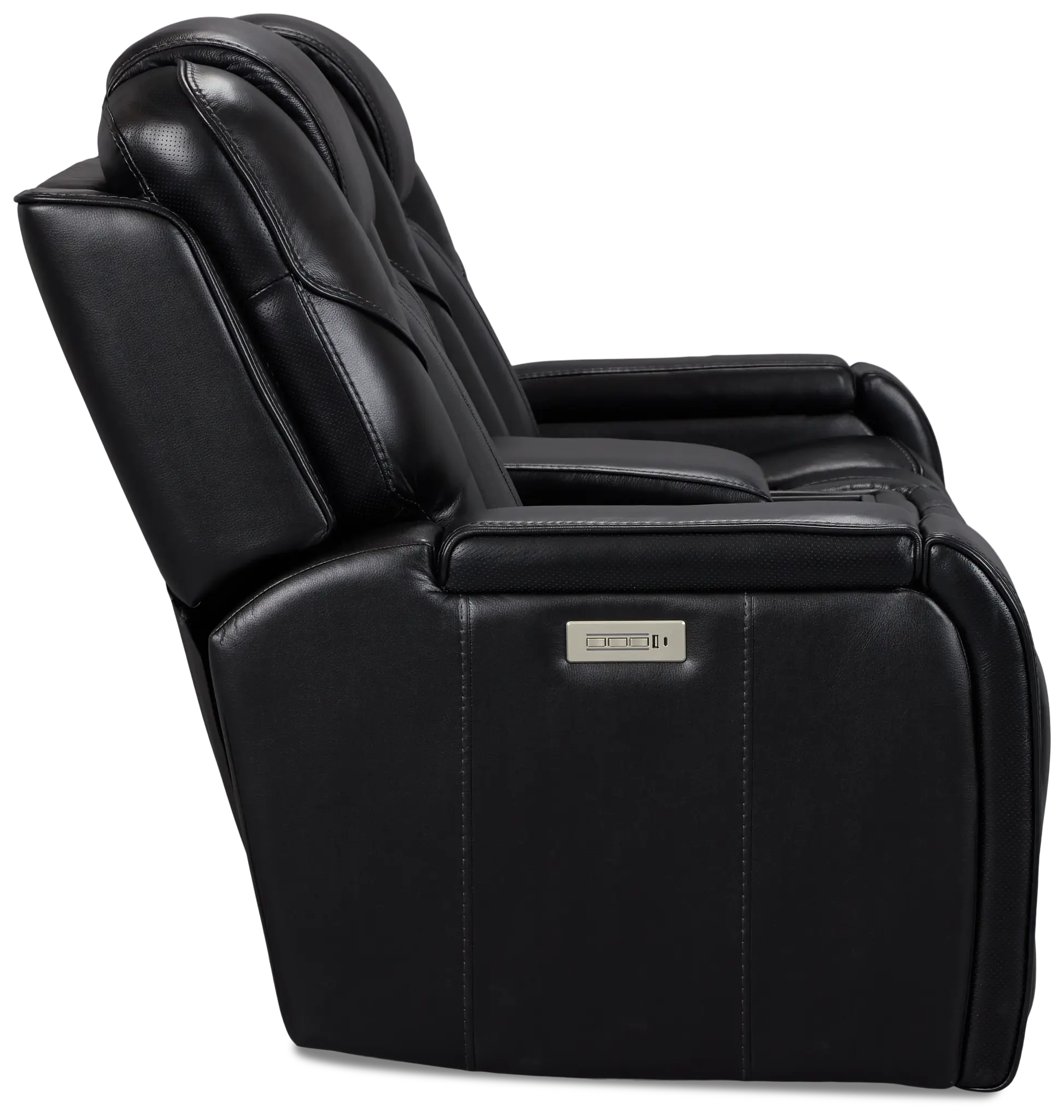 Eclipse Black Lthr/vinyl Power Reclining Console Loveseat W/ Massage Eclipse Black Lthr/vinyl Power Reclining Console Loveseat W/ Massage