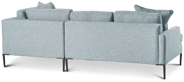 Morgan Teal Fabric Small Right Bumper Sectional W/ Metal Legs