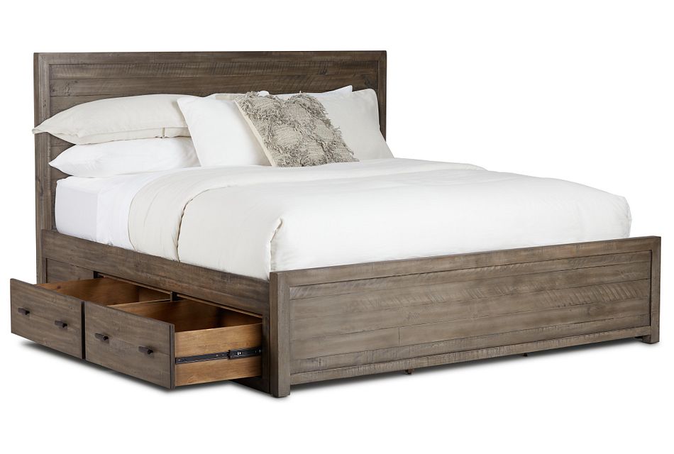 Seattle Gray Wood Platform Storage Bed