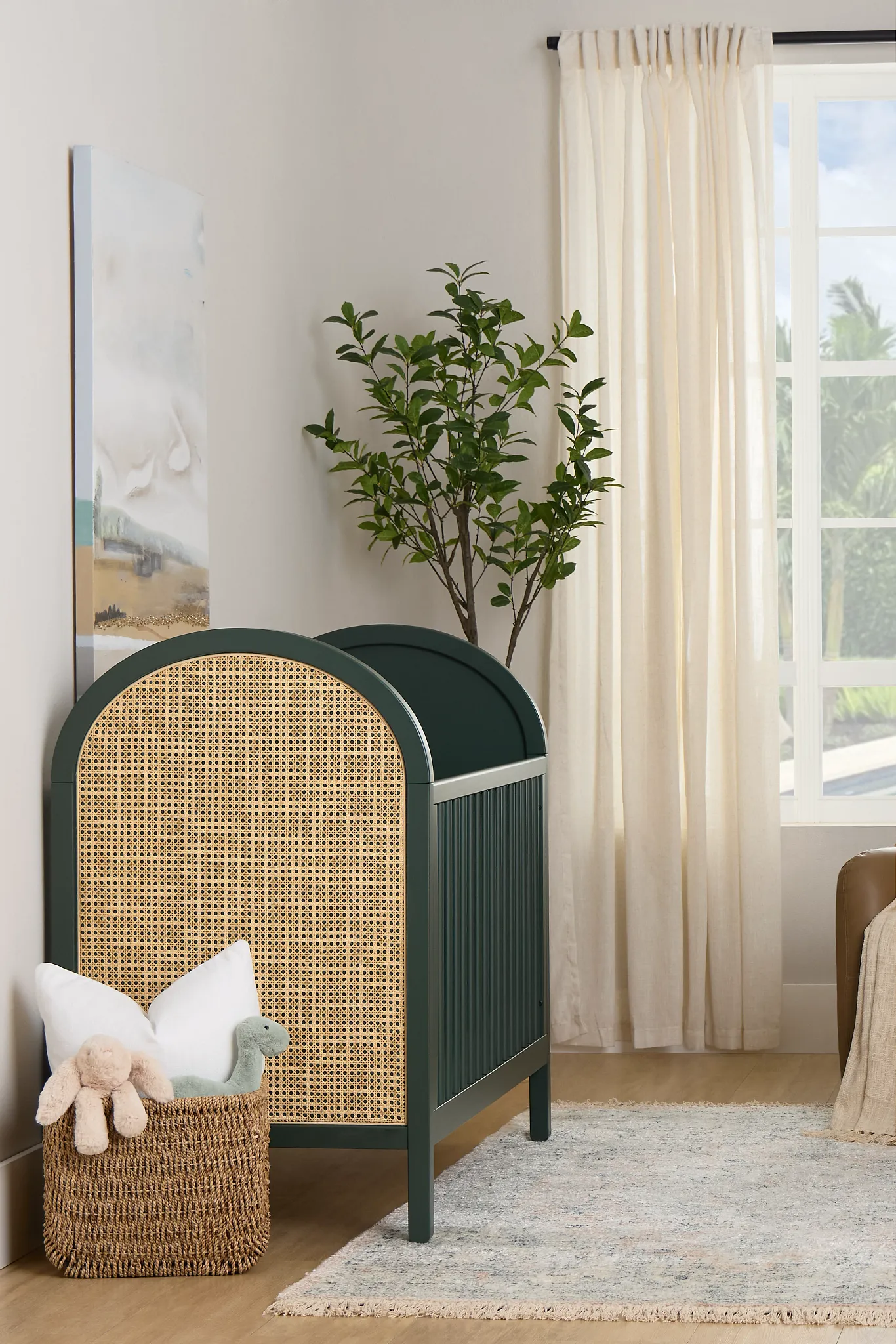 Riley Green Woven 3-in-1 Crib