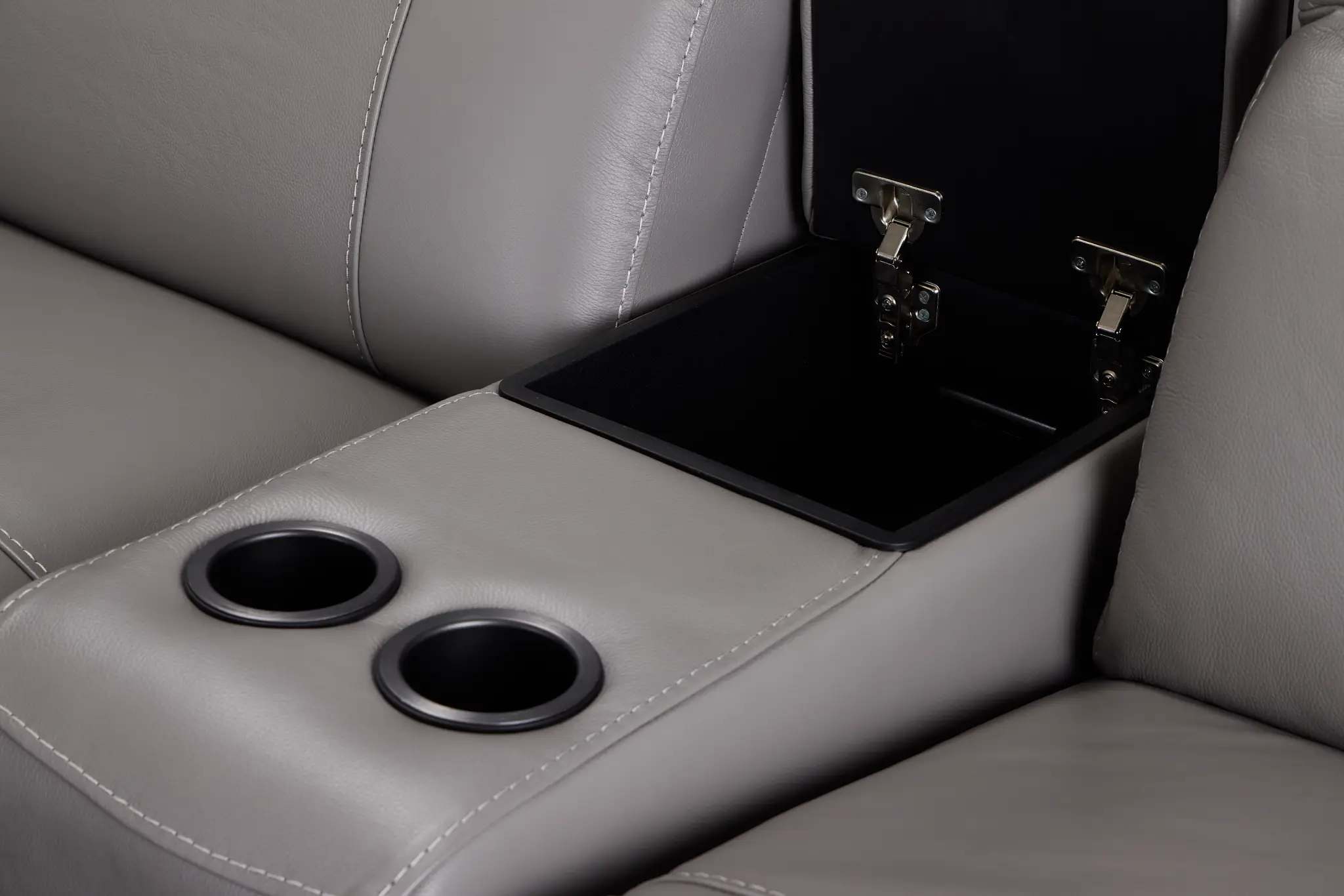 Marion Gray Lthr/vinyl Large Triple Power Reclining Two-arm Sectional Marion Gray Lthr/vinyl Large Triple Power Reclining Two-arm Sectional