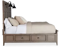 Heron Cove Light Tone Storage Panel Bed With Lights