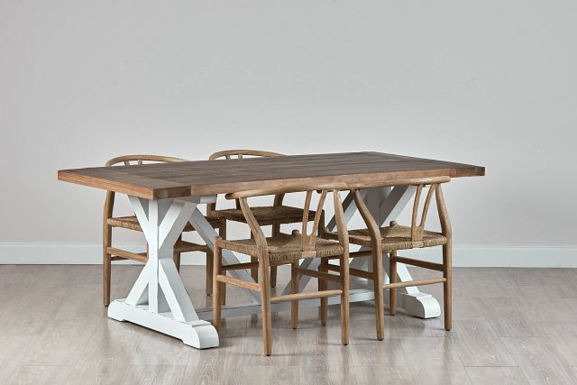 Hilton Light Tone 79" Table & 4 Wood Chairs (2)