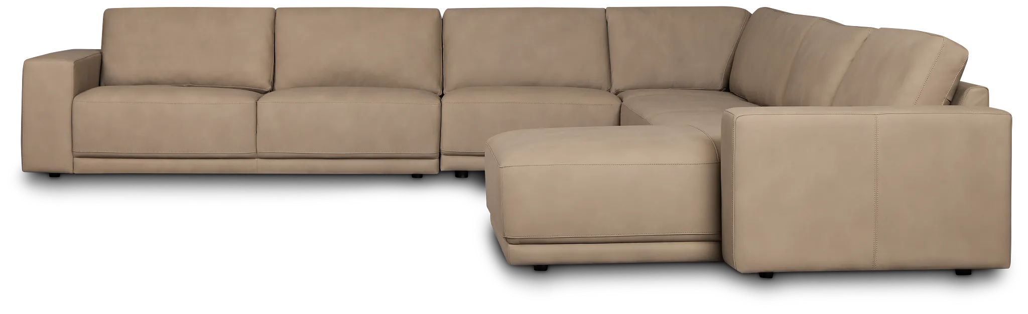 Kellan Taupe Leather Large Right Chaise Sectional