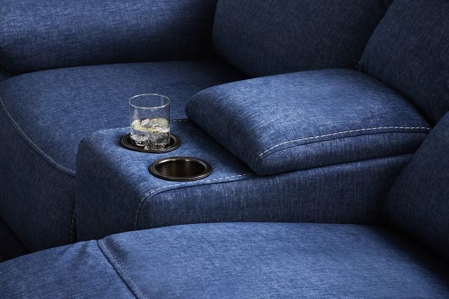 Beckett Dark Blue Micro Power Reclining Sofa