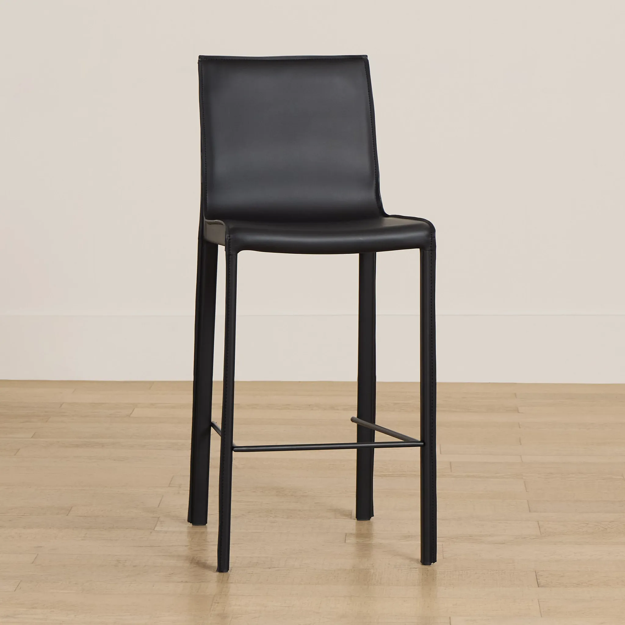 Lagos Black 27" Upholstered Barstool