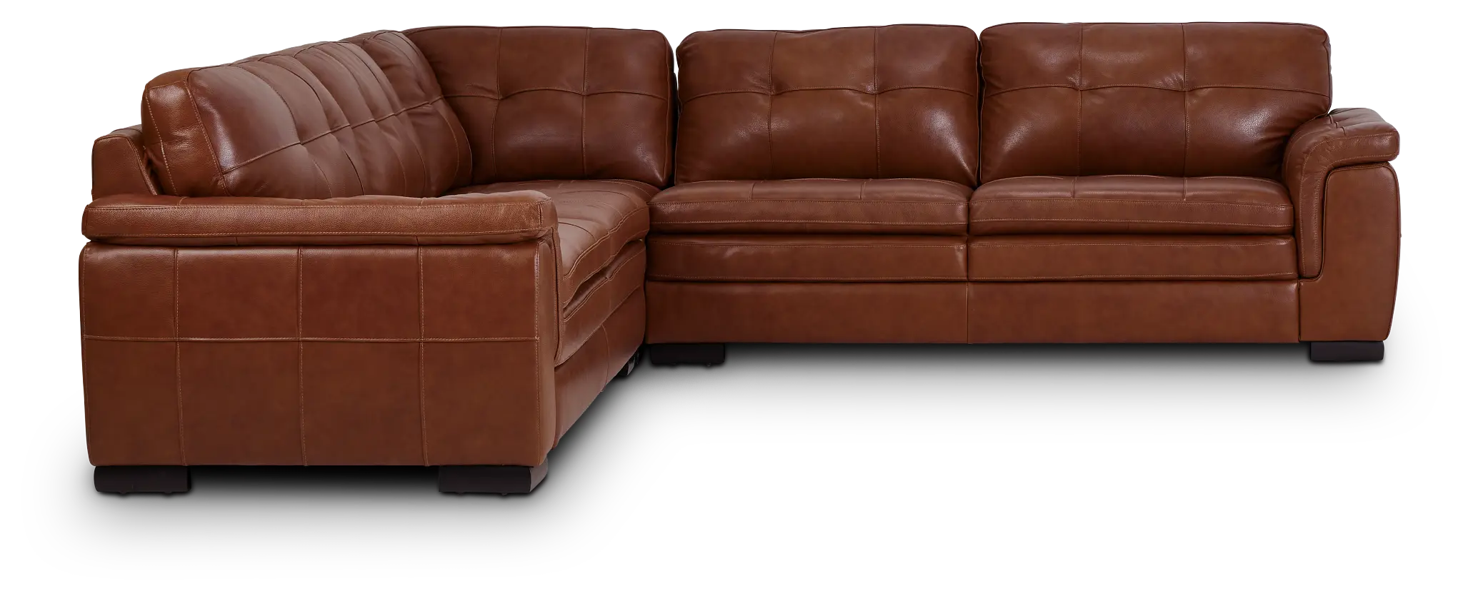 Braden Medium Brown Leather Small Two-arm Sectional Braden Medium Brown Leather Small Two-arm Sectional