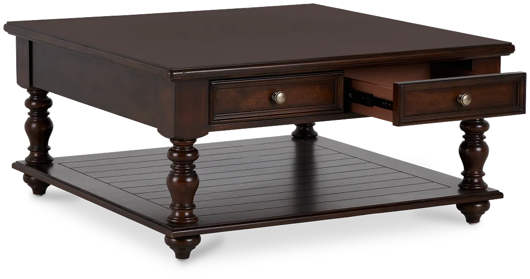 Savannah Dark Tone Storage Square Coffee Table
