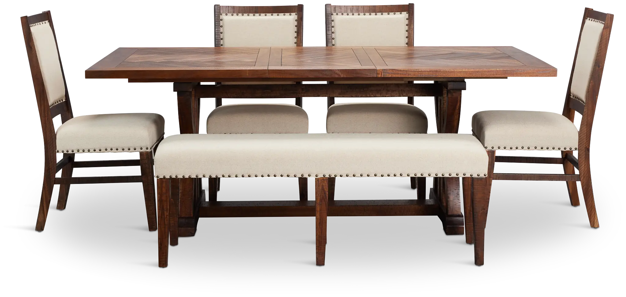 Joplin Dark Tone Extension Rectangular Table With 4 Side Chairs & Bench Joplin Dark Tone Extension Rectangular Table With 4 Side Chairs & Bench