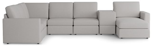 Citymod Light Gray Fabric Large Right Chaise Sectional With Storage Console