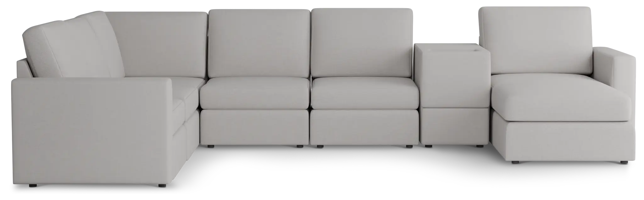 Citymod Light Gray Fabric Large Right Chaise Sectional With Storage Console Citymod Light Gray Fabric Large Right Chaise Sectional With Storage Console