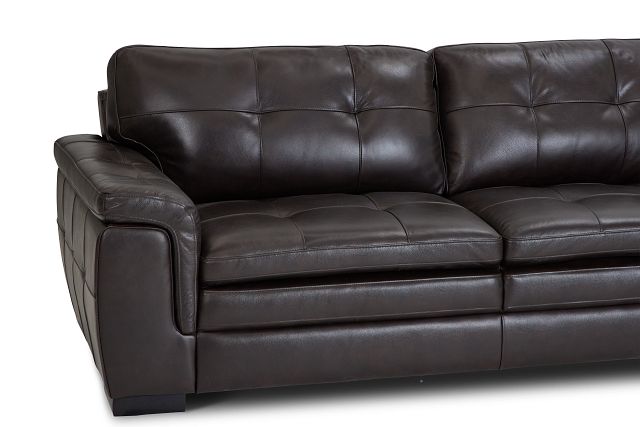 Braden Dark Brown Leather Small Right Chaise Sectional