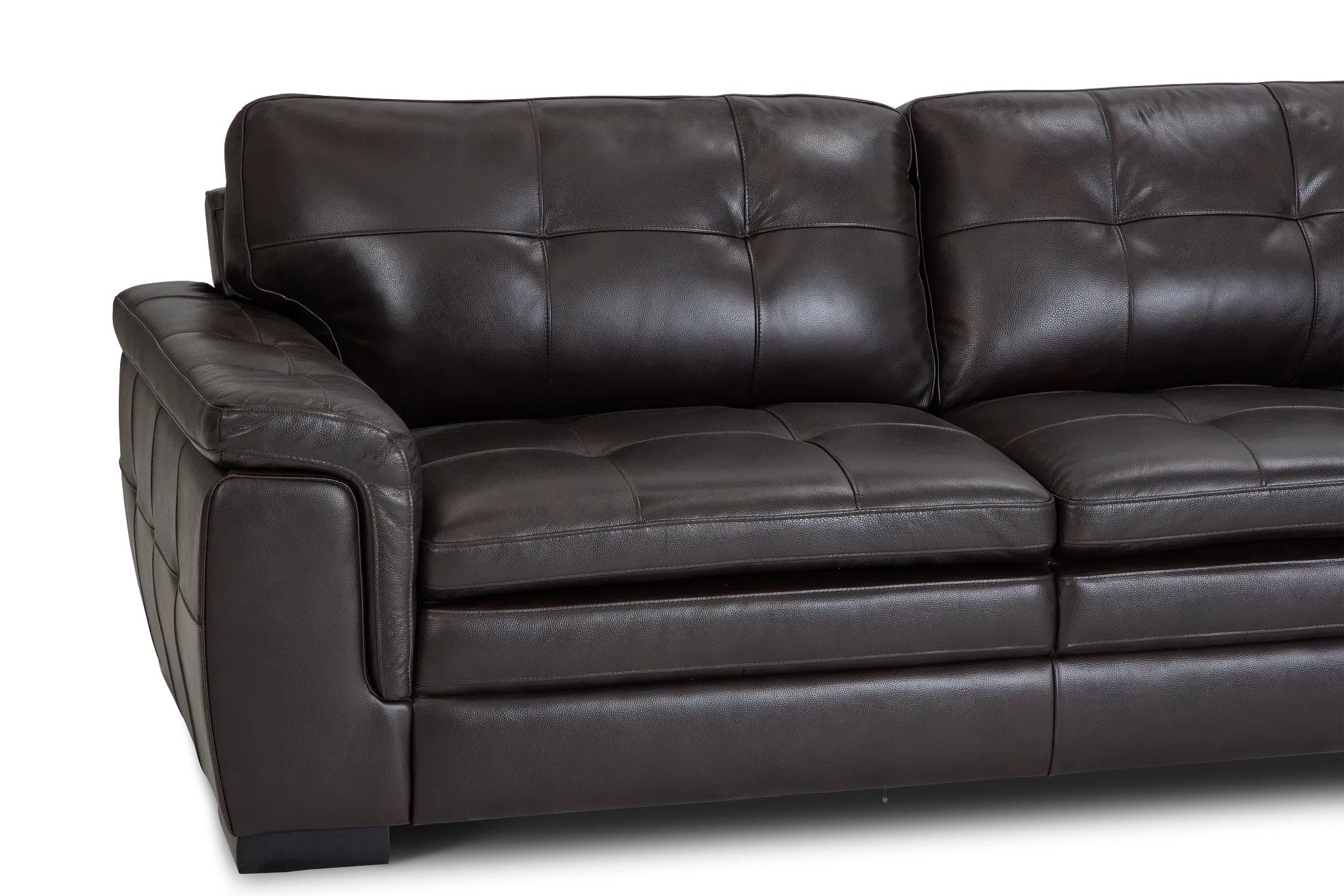 Braden Dark Brown Leather Small Right Chaise Sectional