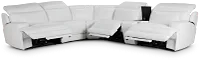 Reign White Lthr/vinyl Medium Triple Power 2-arm Sectional