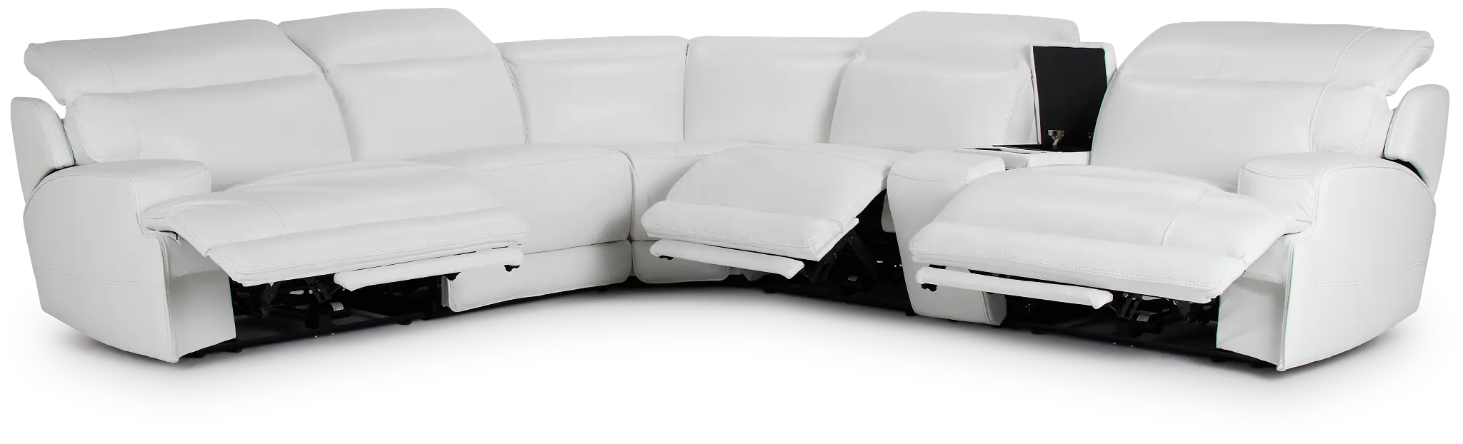 Reign White Lthr/vinyl Medium Triple Power 2-arm Sectional Reign White Lthr/vinyl Medium Triple Power 2-arm Sectional