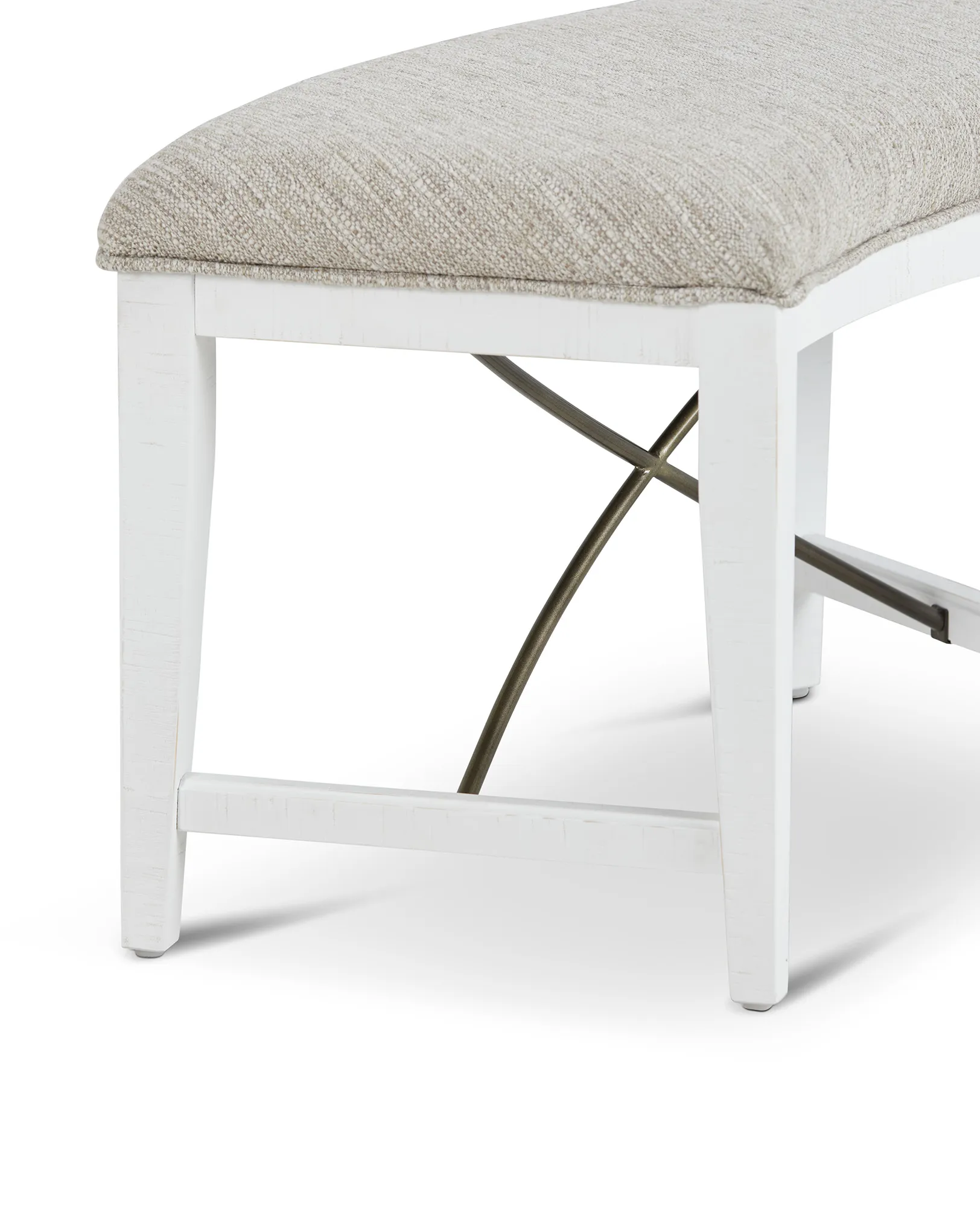 Heron Cove White Curved Upholstered Dining Bench