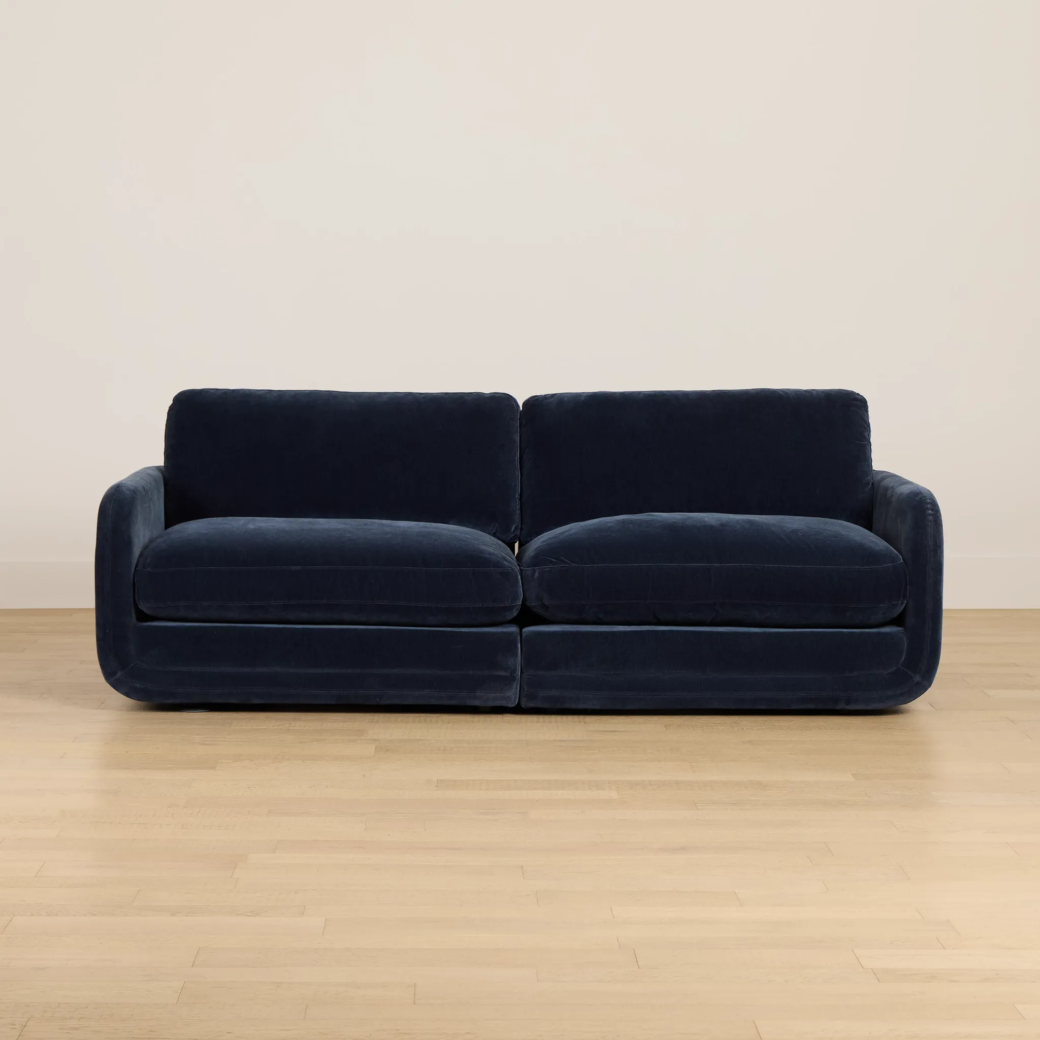Jules Dark Blue Velvet 2 Piece Modular Sofa