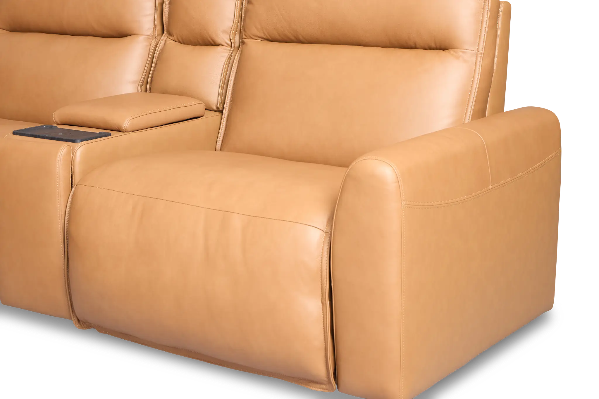Edison Medium Brown Leather/Vinyl Large Triple Power Reclining Two-arm Sectional Edison Medium Brown Leather/Vinyl Large Triple Power Reclining Two-arm Sectional