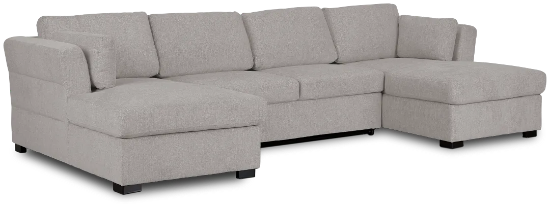 Amber Light Gray Fabric Double Chaise Sleeper Storage Sectional