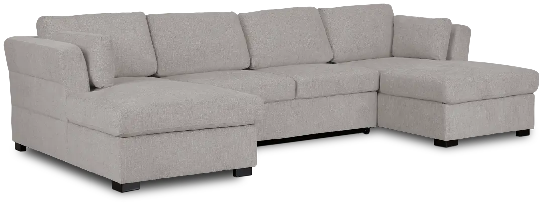 Amber Light Gray Fabric Double Chaise Sleeper Storage Sectional Amber Light Gray Fabric Double Chaise Sleeper Storage Sectional