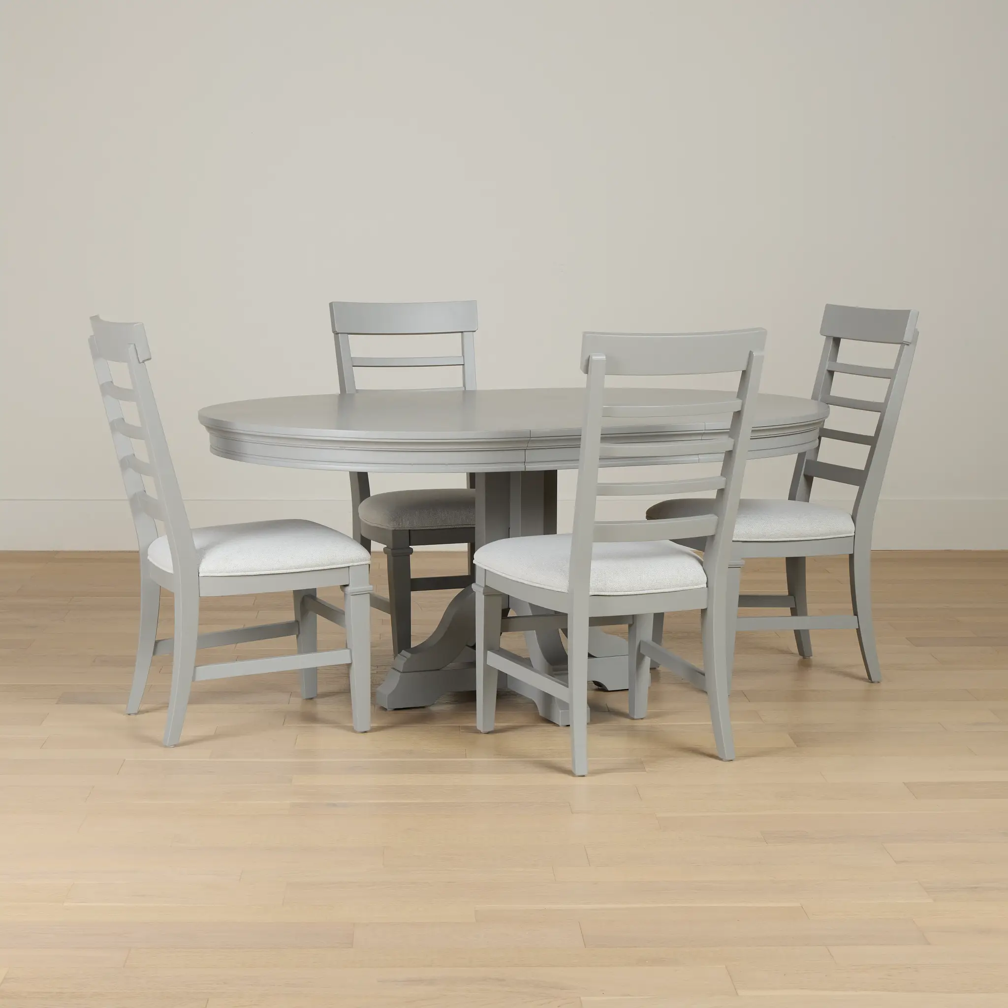 Cape Cod Gray Round Table & 4 Upholstered Chairs Cape Cod Gray Round Table & 4 Upholstered Chairs