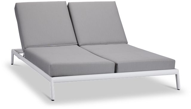 Tortuga White Gray Double Cushion Chaise