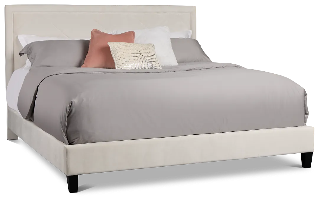 Collin Beige Velvet Platform Bed