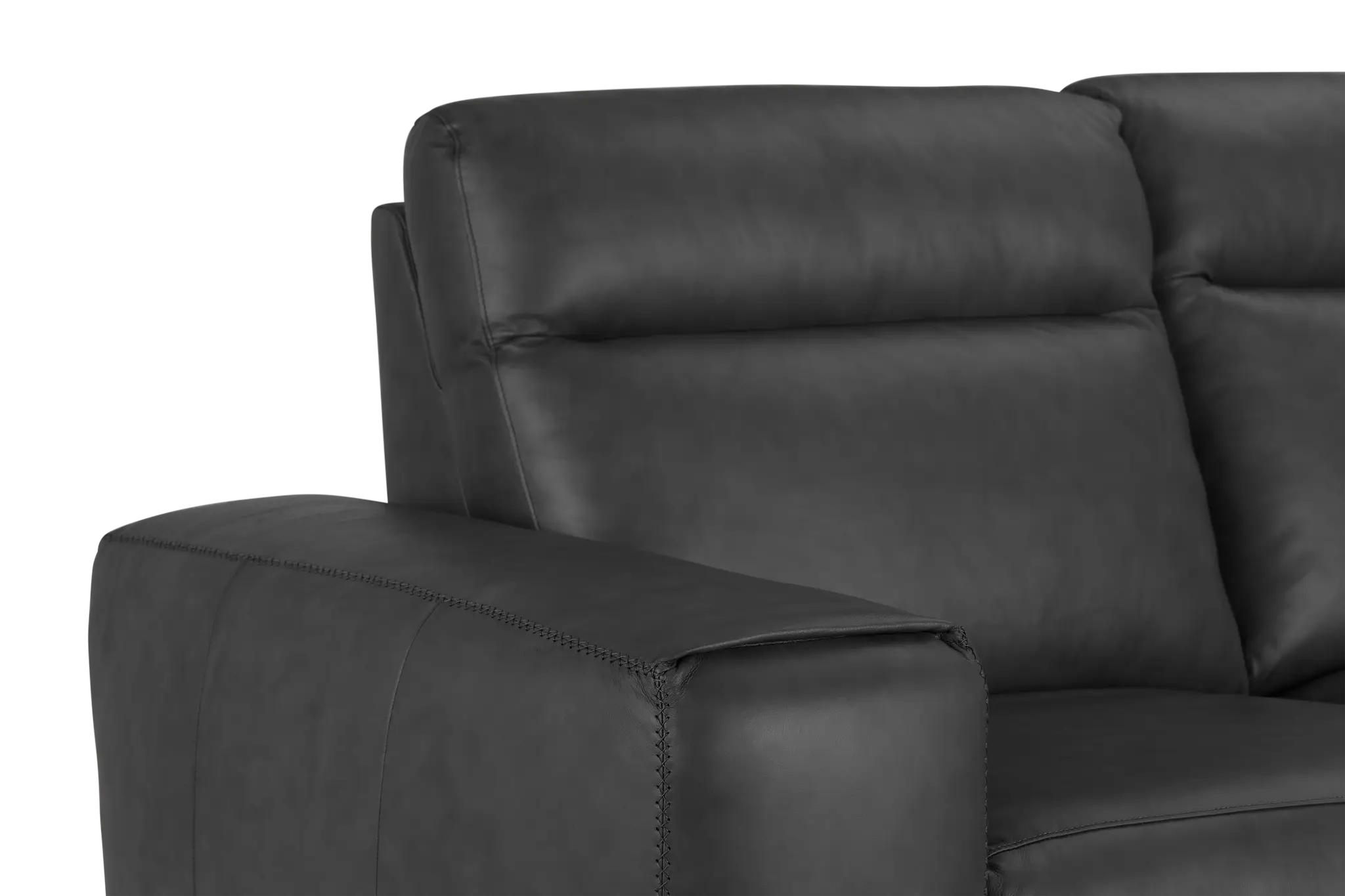 Elba Dark Gray Leather Small Dual Power Right Chaise Sectional Elba Dark Gray Leather Small Dual Power Right Chaise Sectional