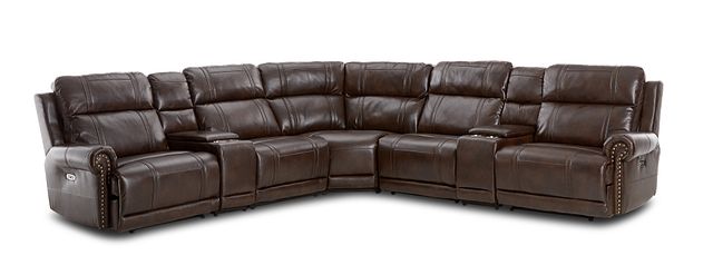 Hunter Dark Brown Micro Large Dual Power Reclining Two-arm Sectional