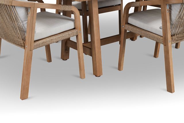 Laguna Light Tone 66" Rectangular Table & 4 Gray Cushioned Chairs