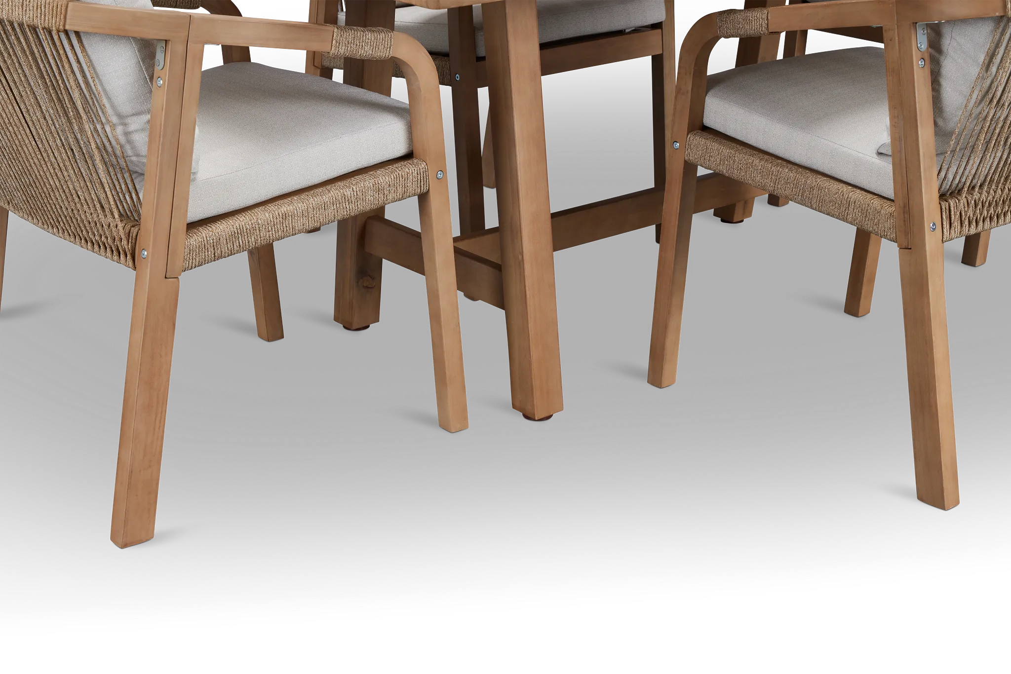 Laguna Light Tone 66" Rectangular Table & 4 Gray Cushioned Chairs