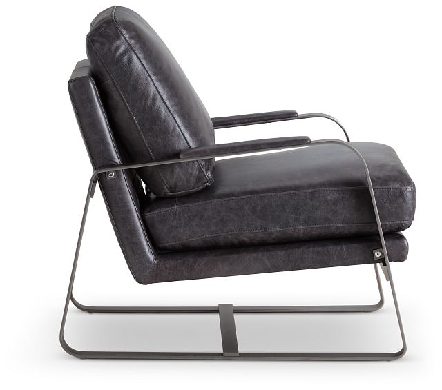 Lex Black Leather Accent Chair