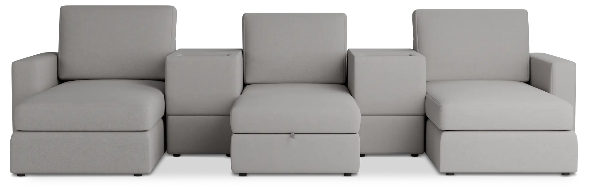 Citymod Light Gray Fabric 6-piece Home Theater With Storage Consoles Citymod Light Gray Fabric 6-piece Home Theater With Storage Consoles