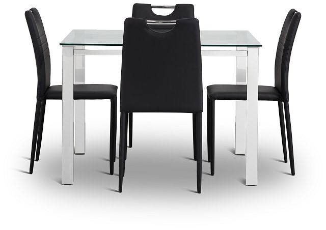 Skyline Black Square Table 4, Black Square Dining Table Set For 4