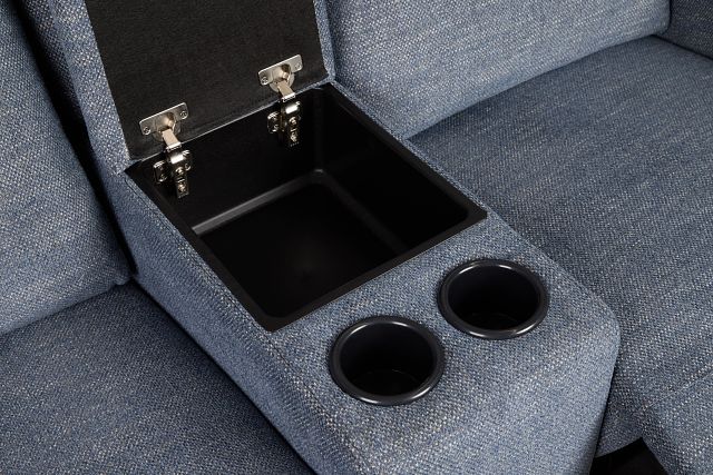 Walker Blue Fabric Medium Triple Power 2-arm Sectional